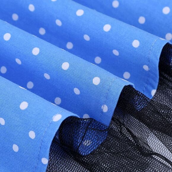 π NWT Pinup Retro 1950s Blue Polka Dot Tulle Hem Halter TeaβDress with Belt M - Picture 8 of 15